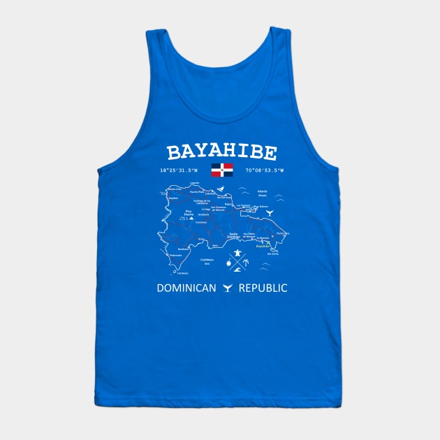 Bayahibe Dominican Republic Flag Travel Map Coordinates GPS Tank Top by French Salsa